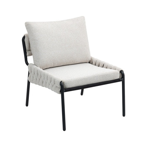 Modern Upholstered Lounge Chair with Braided Detailing - FAIFCO