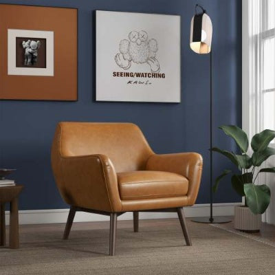 Panom Tan Leather Lounge Chair - FAIFCO