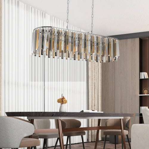 Modern Crystal Oval Chandelier