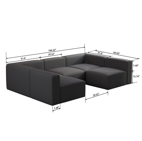 Modular Sectional Sofa Sleeper Couch, Sectional Sofa With Chaise And Ottoman, Convertible - FAIFCO