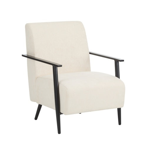 FAIF™ 26.38" Modern Beige Lounge Chair – Stylish Polyester Upholstery with Sturdy Metal Frame for Living Room, Bedroom, or Office - FAIFCO
