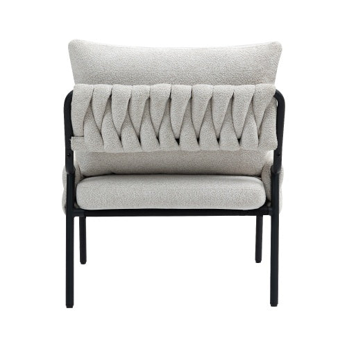 Modern Upholstered Lounge Chair with Braided Detailing - FAIFCO