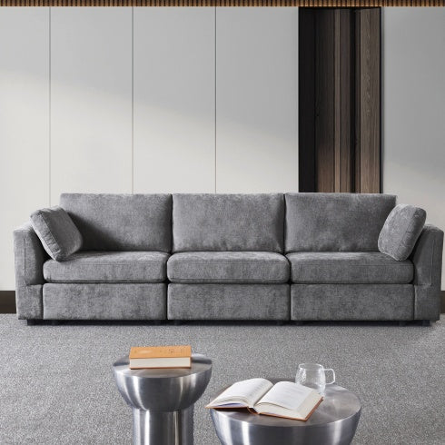 Modular Sofa Grey Chenille Fabric, Simple And Grand, The Seat And Back Is Very Soft. - FAIFCO