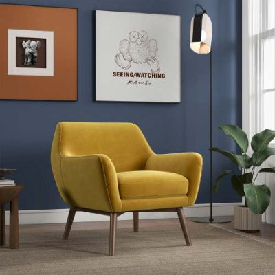 Panom Gold Velvet Lounge Chair - FAIFCO