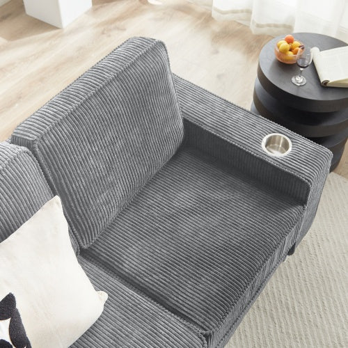 Modern Corduroy 3-Seater Sofa – Compressed Couch - FAIFCO