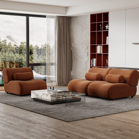 Contemporary Orange Modular Sofa – 3-Seat Sectional - FAIFCO