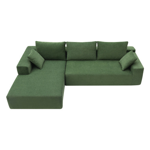 Modular Sofa Set Green Chenille, No Assembly - FAIFCO