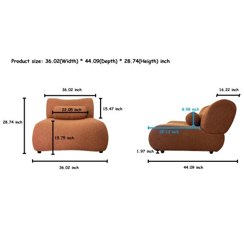 Contemporary Orange Modular Sofa – 3-Seat Sectional - FAIFCO