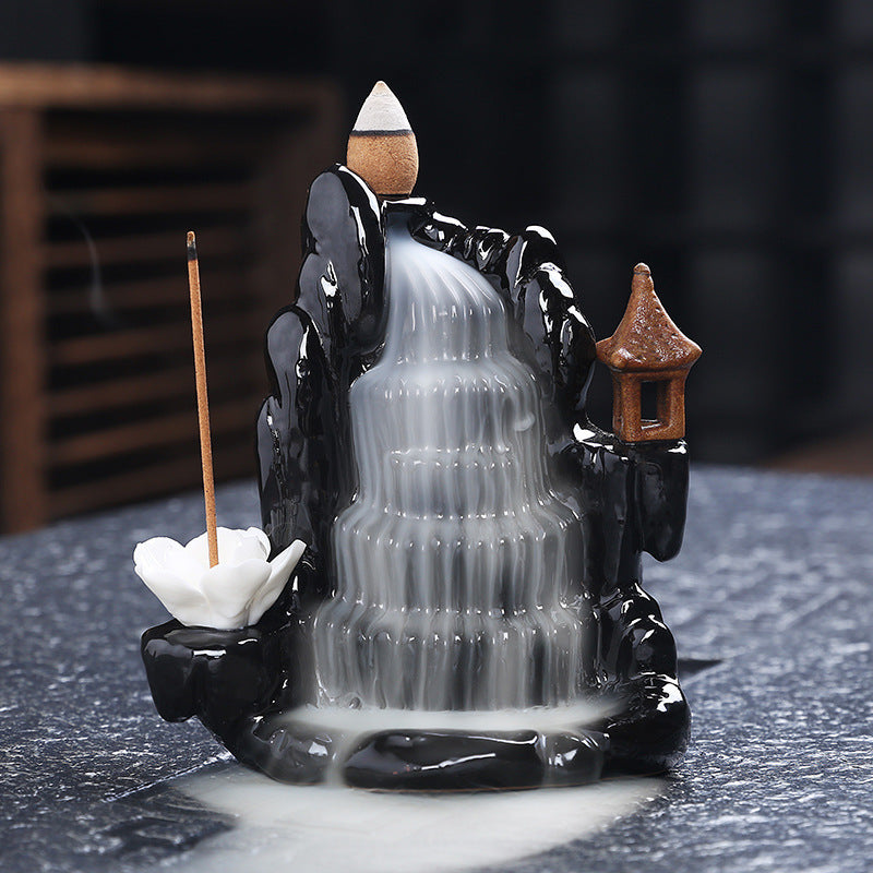 Black Glaze Backflow Incense Burner Decoration