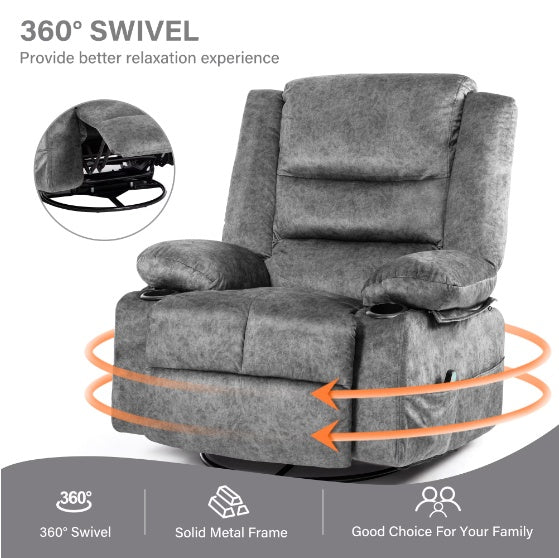 Deluxe Swivel Recliner with Massage & Heating - FAIFCO