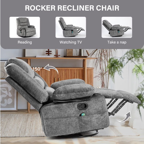 Deluxe Swivel Recliner with Massage & Heating - FAIFCO