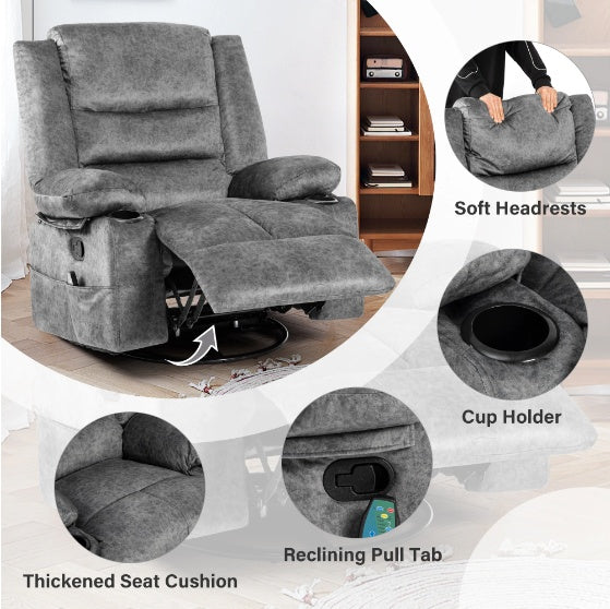 Deluxe Swivel Recliner with Massage & Heating - FAIFCO