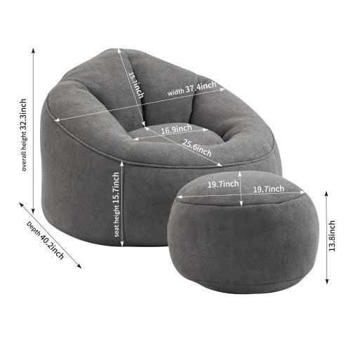 Foam Bean Bag Chair with Footrest - FAIFCO