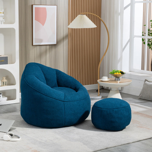 Compressed Foam Bean Bag Chair with Footrest – Soft Microfiber Lounge Seat - FAIFCO