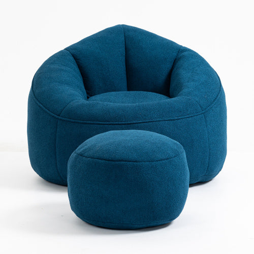 Compressed Foam Bean Bag Chair with Footrest – Soft Microfiber Lounge Seat - FAIFCO