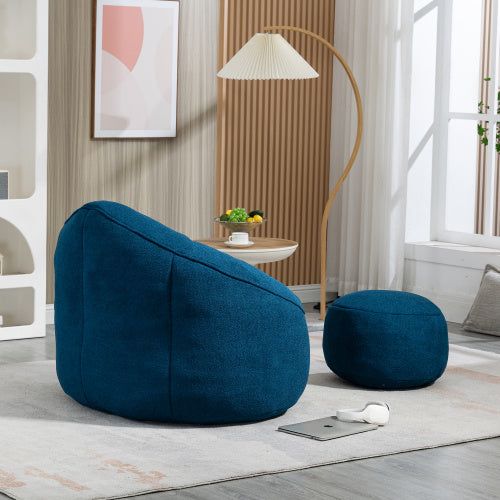 Compressed Foam Bean Bag Chair with Footrest – Soft Microfiber Lounge Seat - FAIFCO
