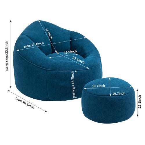Compressed Foam Bean Bag Chair with Footrest – Soft Microfiber Lounge Seat - FAIFCO