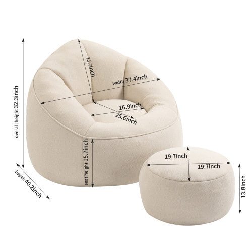 Compressed Foam Bean Bag Chair with Footrest - FAIFCO