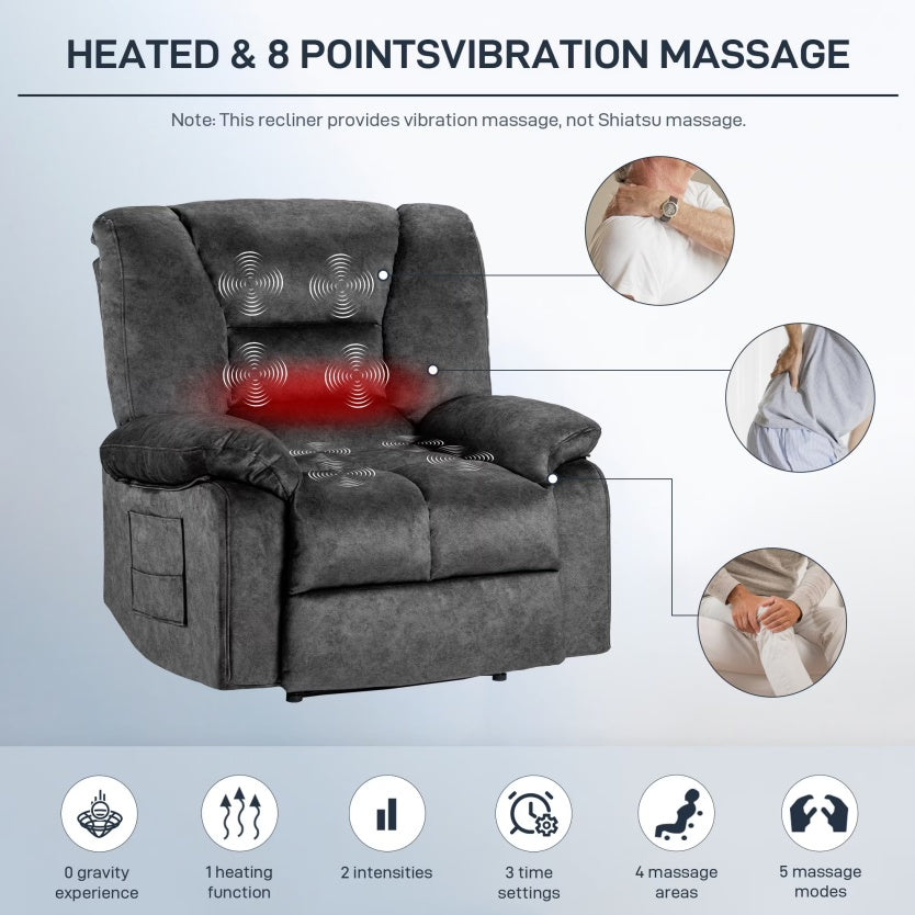 Ergonomic Recliner Chair with Massage & Heating - FAIFCO