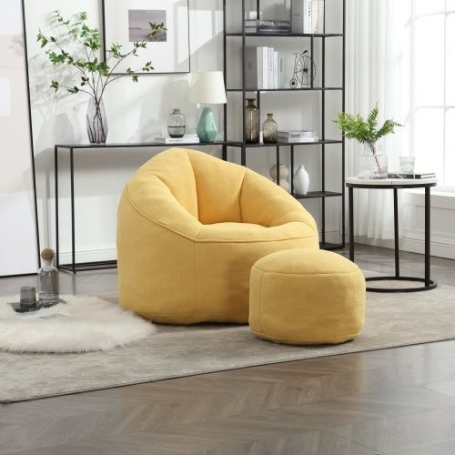 Yellow Compressed Bean Bag Chair with Footrest - FAIFCO