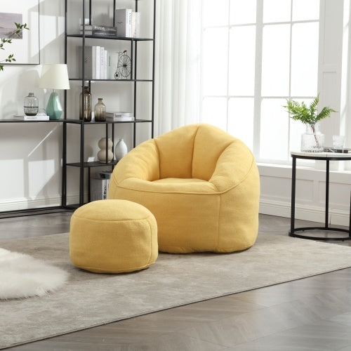 Yellow Compressed Bean Bag Chair with Footrest - FAIFCO
