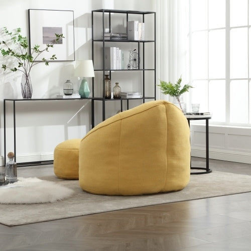 Yellow Compressed Bean Bag Chair with Footrest - FAIFCO