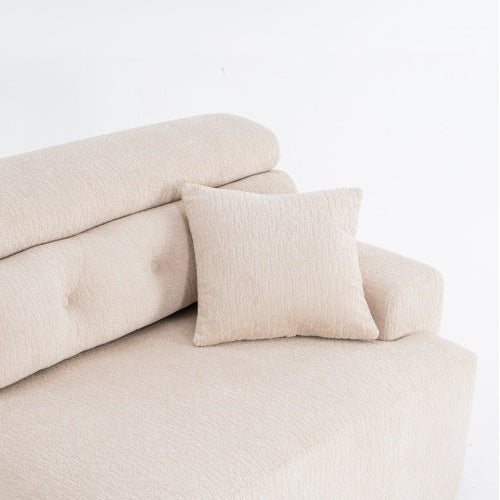 4-seater Combined Sofa, Wood Grain Chenille Fabric, Full Sponge Compression - FAIFCO