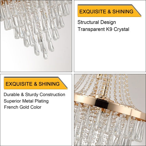 Luxury Golden Crystal Chandelier for Living & Dinin