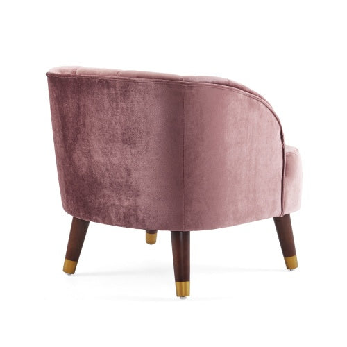FAIF™ Velvet Barrel Accent Chair – Upholstered Mid-Century Modern Chair with Rubberwood Legs - FAIFCO