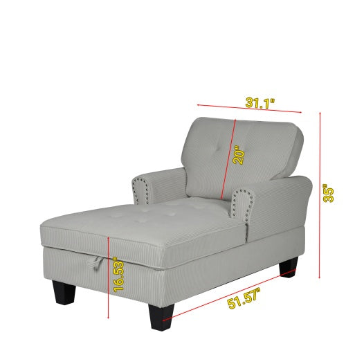 Chaise Lounge Indoor Sleeper Sofa Bed Chair Upholstered Lounge Chair For Bedroom Living Room With Rivets - FAIFCO