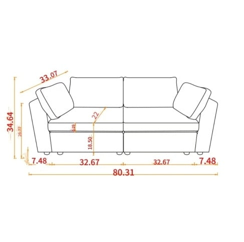 Modular Sofa Whiten Chenille Fabric, Simple And Grand, The Seat And Back Is Very Soft. - FAIFCO