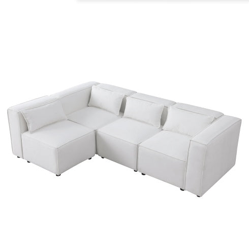 Beige Chenille Modular Sofa – Soft, Spacious & Knock-Down Design - FAIFCO