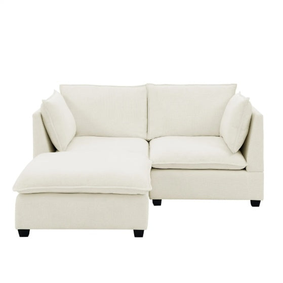 Comfy Cloud Couch Loveseat With Ottoman, Modern Chenille Love Seat Upholstered Modular Couch - FAIFCO