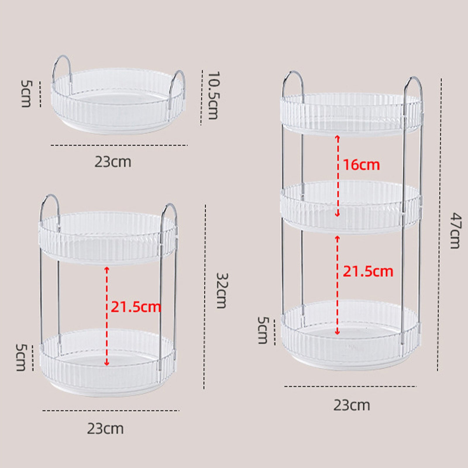360 Rotating Makeup Organizer - 3-Size