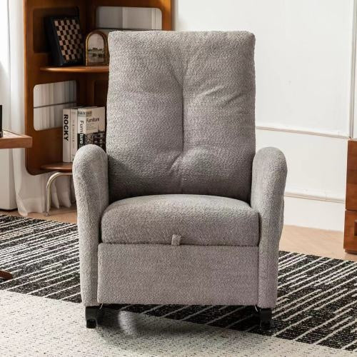 Accent Rocking Chair with Footrest – High Back Rubber Wood - FAIFCO