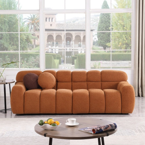 FAIF™ Marshmallow Boucle Sofa – 3-Seater Sofa with Plush Cushions and Rolled Arms - FAIFCO