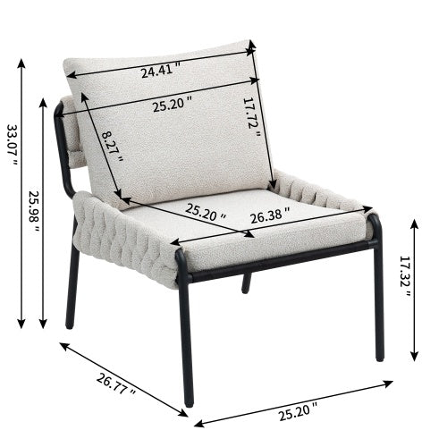 Modern Upholstered Lounge Chair with Braided Detailing - FAIFCO