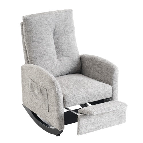 Accent Rocking Chair with Footrest – High Back Rubber Wood - FAIFCO