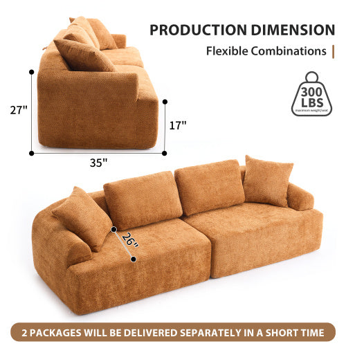 4-seater Combined Sofa, Crochet Yarn Fabric, Full Sponge Compression - FAIFCO