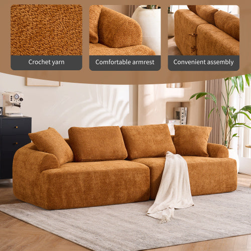 4-seater Combined Sofa, Crochet Yarn Fabric, Full Sponge Compression - FAIFCO