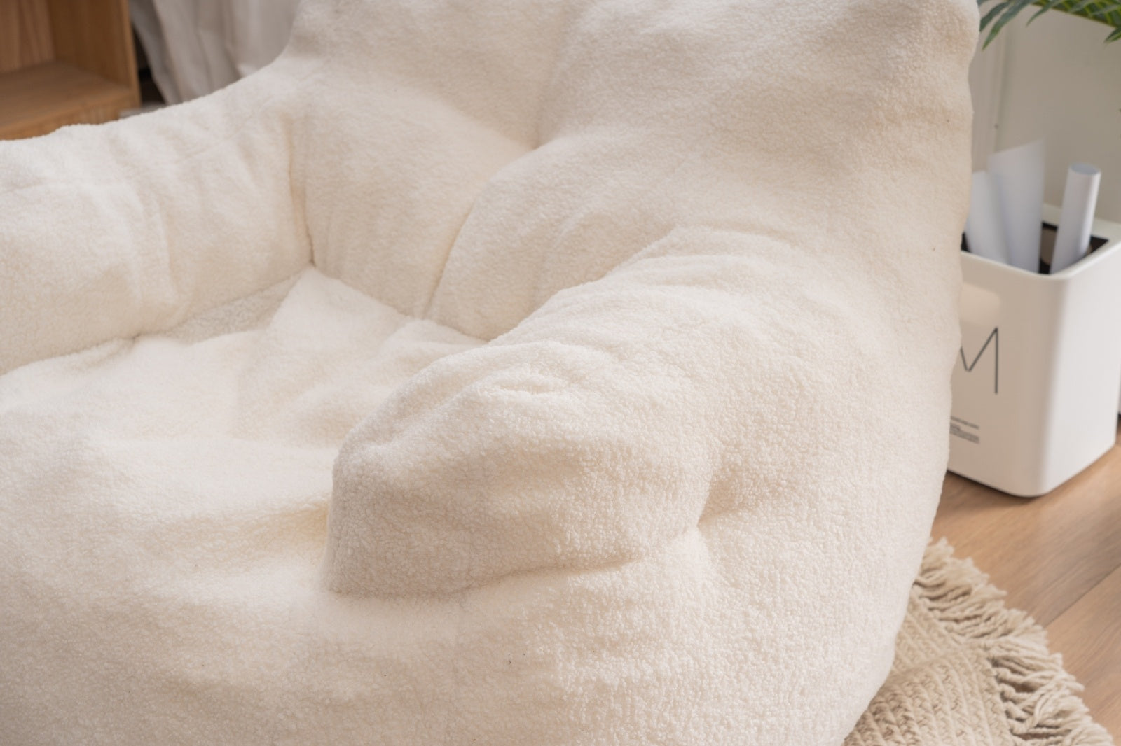 Ivory Teddy Tufted Bean Bag Chair – Soft & Cozy Seating - FAIFCO