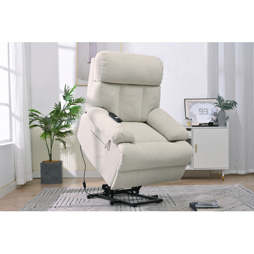 Oversized Power Lift Recliner Chair For Elderly, Electric Fabric Recliner Chair For Seniors, Home Theater Seating,Reclining Sofa Chair With Remote Control,Side Pocket ,Spacious Seat  Light Gray - FAIFCO