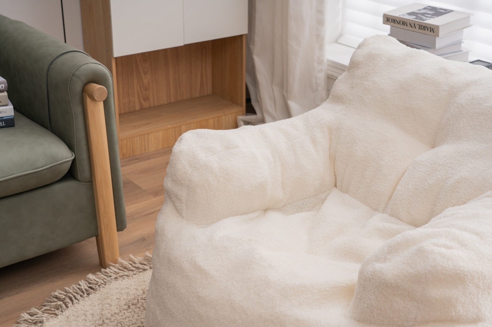 Ivory Teddy Tufted Bean Bag Chair – Soft & Cozy Seating - FAIFCO