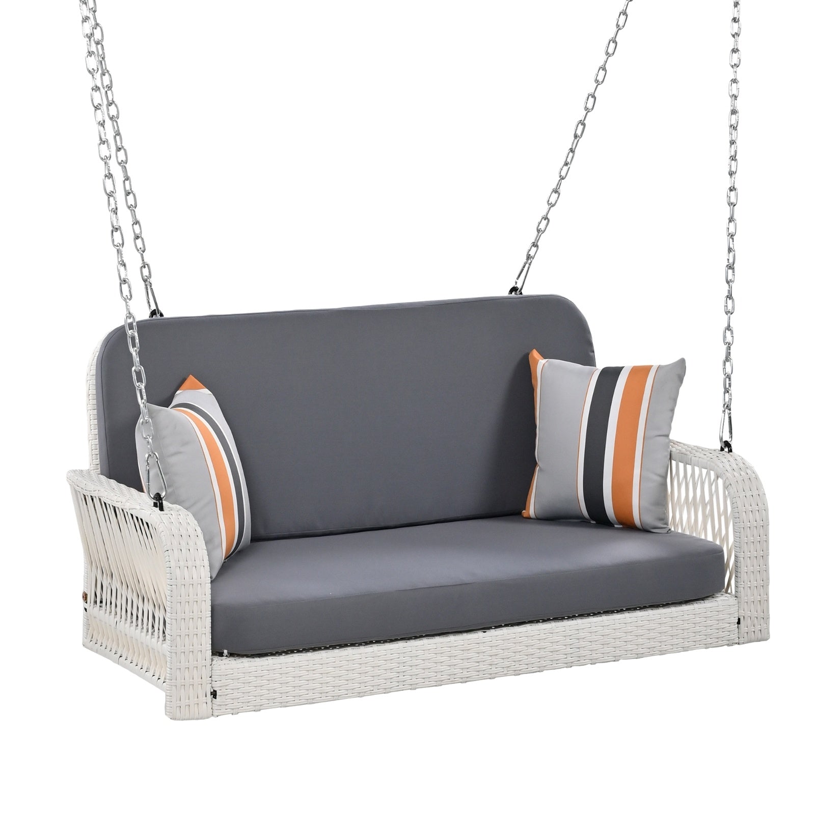 2-Seater Wicker Porch Swing with Hanging Chains - FAIFCO