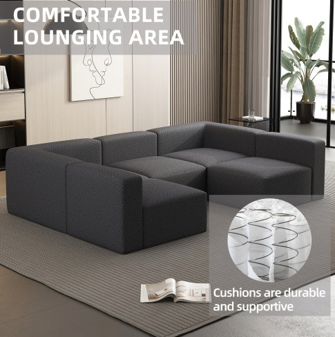 Modular Sectional Sofa Sleeper Couch, Sectional Sofa With Chaise And Ottoman, Convertible - FAIFCO
