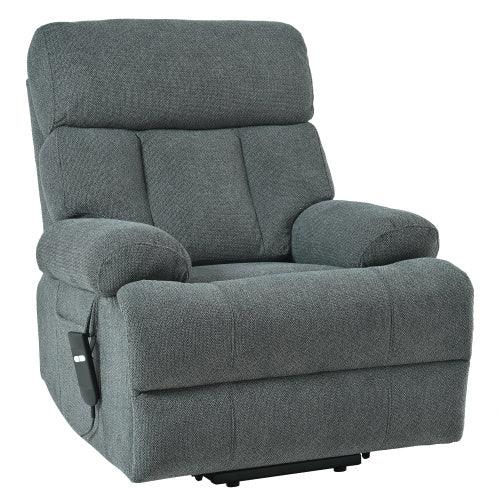 FAIF™ Oversized Power Lift Recliner Chair for Elderly – Electric Fabric Recliner for Seniors with Remote Control, Side Pocket & Spacious Seat in Dark Gray - FAIFCO
