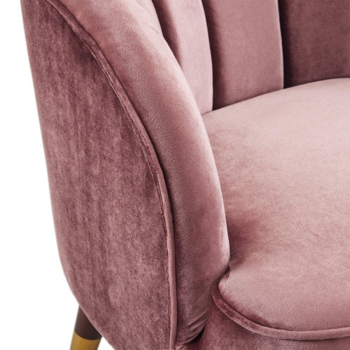 FAIF™ Velvet Barrel Accent Chair – Upholstered Mid-Century Modern Chair with Rubberwood Legs - FAIFCO