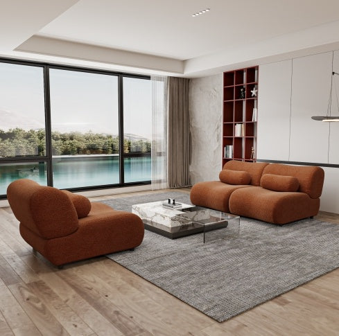 Contemporary Orange Modular Sofa – 3-Seat Sectional - FAIFCO