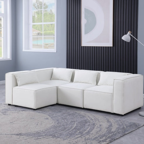 Beige Chenille Modular Sofa – Soft, Spacious & Knock-Down Design - FAIFCO