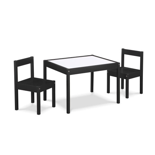 3-Piece Dry Erase Kids Table Two Chair Set, Black - FAIFCO